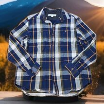 Old Navy Heavy Flannel Plaid Shirt Mens Sz Large Blue Yellow Chore Coat ... - $24.75