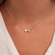 Initial Name Letter Pendant Necklace - Personalized Tiny Charm - Fashionable Gol - £12.53 GBP