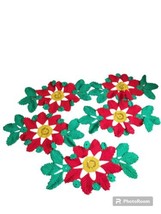 Vtg Hand Crocheted Poinsettea  Dollie Beautiful.See Pictures So Pretty Christmas - £19.85 GBP