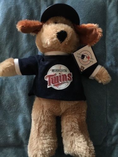 Minnesota Twins Brown Plush Stuffed Animal Dog Red Blue White Baseball H... - $5.39