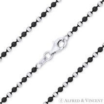 2mm Catena Ball Bead Italy .925 Sterling Silver Black Rhodium PVD Chain ... - $41.17+