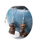 BROWN TIGERS EYE STONE CHIPS DANGLE EARRINGS color crystal JL716  jewelr... - $7.59