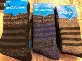 Columbia Womens 2-pk. Moisture Control Striped and Solid Crew Socks NEW  - £11.73 GBP