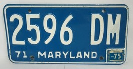 1975 Maryland License Plate Blue Vintage MD 75 2596 DM - £20.53 GBP