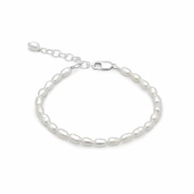5&quot;+1&quot; Rice Cultured Freshwater Pearl Bracelet Women Handmade Jewelry Gift - £75.30 GBP