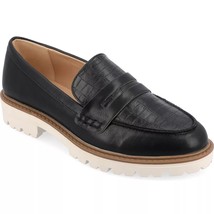 Journee Collection Women Slip On Penny Loafers Kenly Size US 8M Black Croco - £21.36 GBP