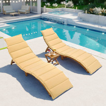 Outdoor Patio Wood Portable Extended Chaise Lounge Set - Brown - £307.99 GBP