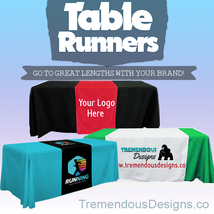 Custom Table Runner with logo 30&quot;x72&quot; customize yours for FREE with any logo  - £31.91 GBP+