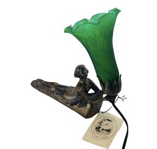 Meyda Tiffany &amp; Co Lamp Bronze Sculpture Majolica Emerald Green Light art deco  - £1,190.89 GBP