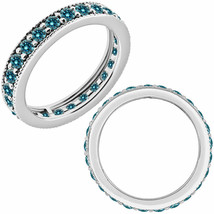 1 Ct Blue Enhanced Diamond Wedding Beaded Eternity Bridal Band Ring 14K W Gold - $538.55