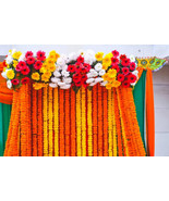 Indian Marigold Flower Artificial Decorative Deewali Marigold Garland ho... - $20.51 CAD+