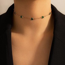 4.80Ct Round Cut Simulated Emerald Bezel Choker Necklace 925 Sterling Silver - £142.43 GBP