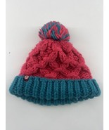 Winter Hat Knitted Womens Teal Blue Pink One Size Warm Pom Pom Snow Skiing - £6.28 GBP