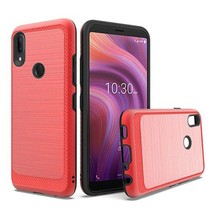 For Alcatel 3V (2019) Slim Brushed Hybrid with Design Edged Lining Case RED - £4.68 GBP