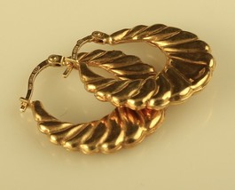 Vtg Sterling Silver Gold Wash Snap Puffy Chunky Hoop Earrings Signed Jordan Mom - £67.47 GBP