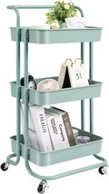 Danpinera 3 Tier Rolling Utility Cart With Wheels And Handle Storage, Green - £28.72 GBP