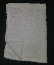 Baby Starters White Embossed Teddy Bear Baby Blanket Lovey Fleece Soft 3... - £23.70 GBP
