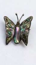 Vintage Mexico  Sterling Silver Abalone Shell Butterfly Pin Brooch - £22.68 GBP
