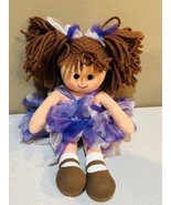 Bigjigs Ragdoll Melody Soft Plush Doll Denim Dress Brown Hair Girl 12” - $48.91