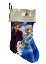 Disney Frozen II Christmas Stocking Anna &amp; Elsa Olaf Blue Purple Silver  NEW - £13.20 GBP