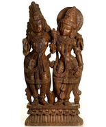 36&quot; Shiva Parvati South Indian Temple Wood Carving | Handmade | Home Decor - £1,552.24 GBP
