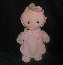 10&quot; Vintage Kamar Light Pink Baby Girl Doll Stuffed Animal Plush Toy w/ Dress - £14.90 GBP