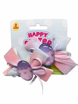 Happy Easter / Ct Glittered Ribbon Rainbow Gradient Hair Egg Bows - $18.69