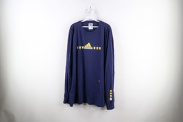 Vintage 90s Adidas Mens 2XL Distressed Spell Out Long Sleeve T-Shirt Navy Blue - £35.01 GBP