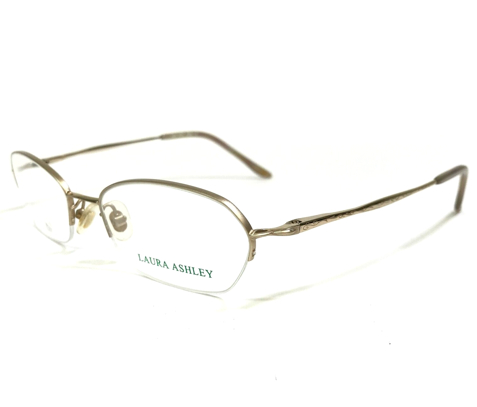 Primary image for Laura Ashley Eyeglasses Frames Blythe Gold Oval Cat Eye Half Wire Rim 52-16-135