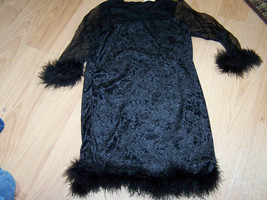 Girls Size Medium 6-8 Black Witch Halloween Costume Dress Velour Bats GUC - £11.88 GBP
