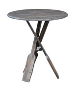 Cottage round Boat Oar Accent Table in Distressed Brown/Blue Wood - $1,179.12 CAD