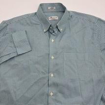 PETER MILLAR Crown Soft men&#39;s Lg button down shirt Blue gingham check Silk Blend - £16.25 GBP