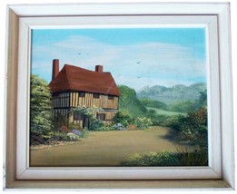Linda D Brooks Smallhythe Tenterden Kent Uk Painting w/ Frame 70s Landscape Ooak - £71.05 GBP