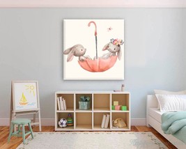 Nursery Canvas Art Cute Hares Nursery Print Baby Kids Room Wall Art Watercolor H - £47.15 GBP