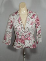 Vintage La Belle Pink Paisley Printed Jacket Blazer Fitted S Barbie Retr... - £27.45 GBP