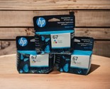 3x HP 67 Tri-color Original Ink Cartridges Genuine OEM Stressed Boxes EX... - $44.09