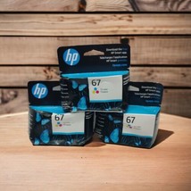 3x HP 67 Tri-color Original Ink Cartridges Genuine OEM Stressed Boxes EXP 2025 - £34.93 GBP