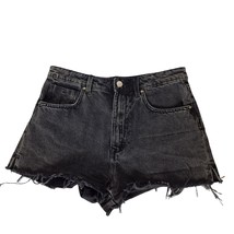 Zara Women&#39;s Booty Jean Shorts Size 6 Black Was Denim Raw Hem Summer - $33.95