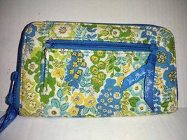 Vera Bradley Zip Around ID Wristlet Wallet With Checkbook Cover English Meadow - £10.46 GBP