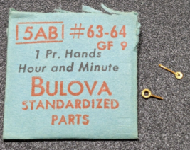 NOS Genuine Bulova 5AB GF 9 - Hr &amp; Min Set of Hands Watch #63/64 Gold Fils - $14.84