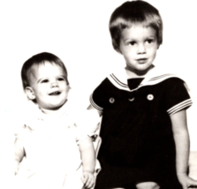 Vintage 1967 Baby &amp; Girl Smile Studio Black &amp; White Photograph 3.5&quot;x2.5&quot; - £11.95 GBP