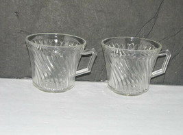 Vintage Clear Glass Cups Swirl Pattern Set of 2 - £15.77 GBP