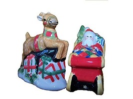 Santa Sleigh Reindeer The Night Before Christmas Salt &amp; Pepper Shaker Set - £17.38 GBP