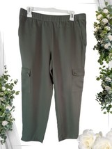 J.Jill Pants M Petite Elastic Waist Green Pockets 100% Lyocell Cargo - £9.34 GBP