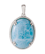 Sterling Silver Oval Larimar Pendant - €240,25 EUR