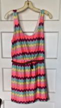 Lily Rose Women&#39;s Pink Aqua and Yellow Chevron Dress Size L - $18.10