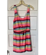Lily Rose Women's Pink Aqua and Yellow Chevron Dress Size L - $18.10