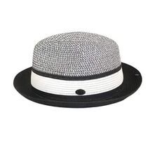 Men's Bently Semi Crushable Fedora Briad Straw Hat Dante DA221 Black White image 3