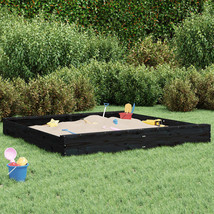 vidaXL Sandbox Black Solid pine wood 63 in x 63 in x 7.9 in Seats 2 - $256.63