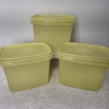 Set of 3 Vintage Tupperware 1243-11 Yellow Shelf Saver Container &amp; Lids ... - $222.81 MXN